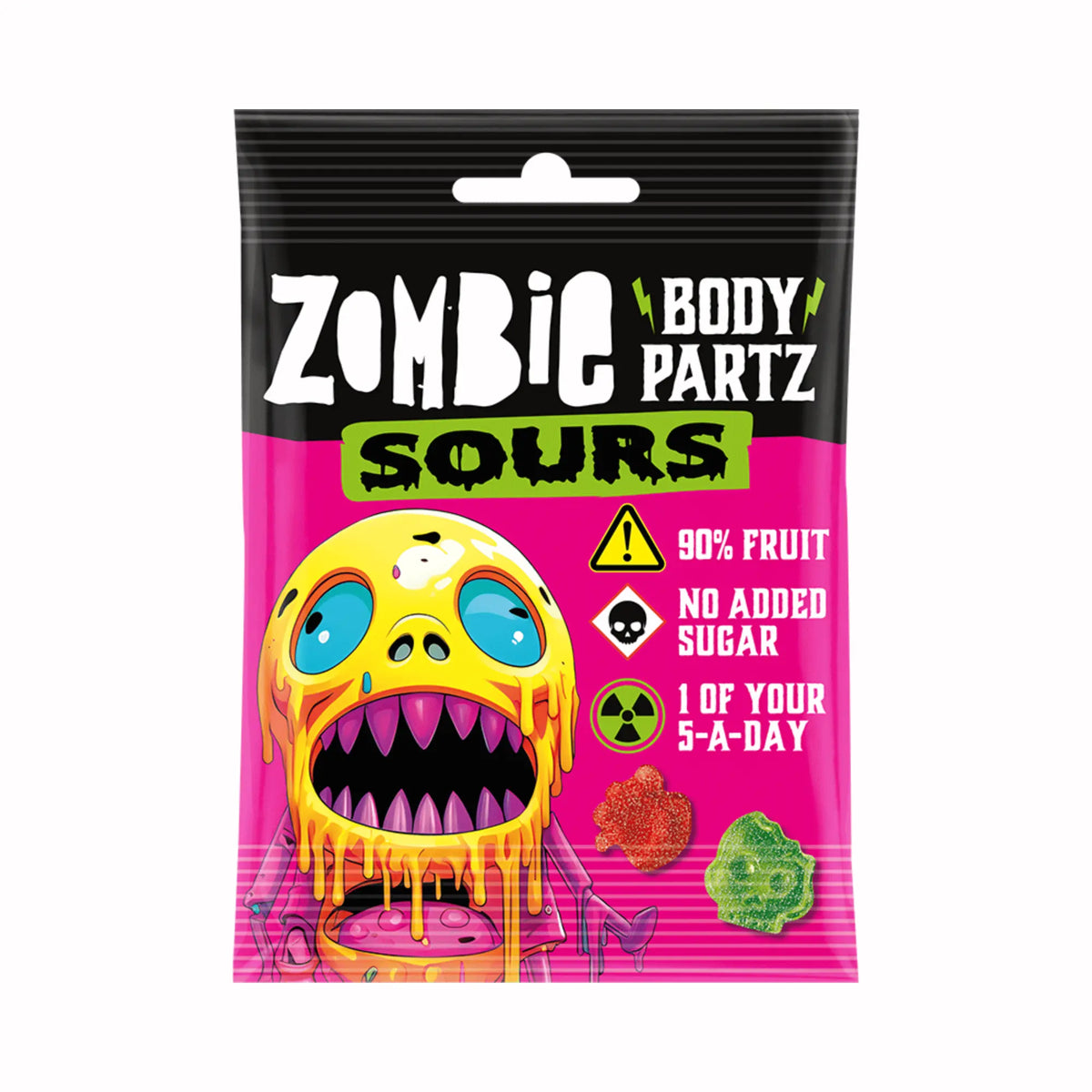 Vrećica kiselih bombona s motivom zombija i skeletne čudovišne face, 35 g