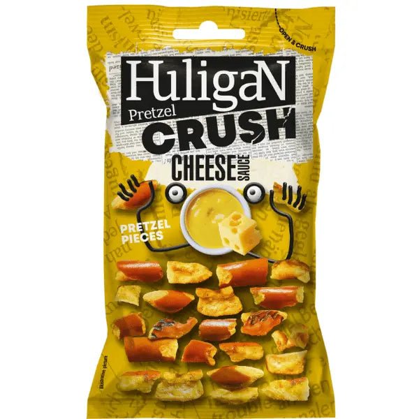 Vrećica HuligaN Pretzel Crush umaka od sira, žuta s komadićima pretzella